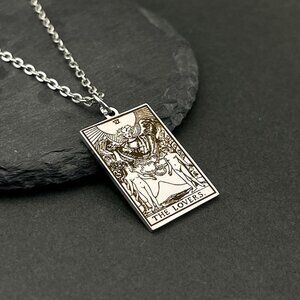 THE LOVERS Tarot Card Stainless Steel Necklace